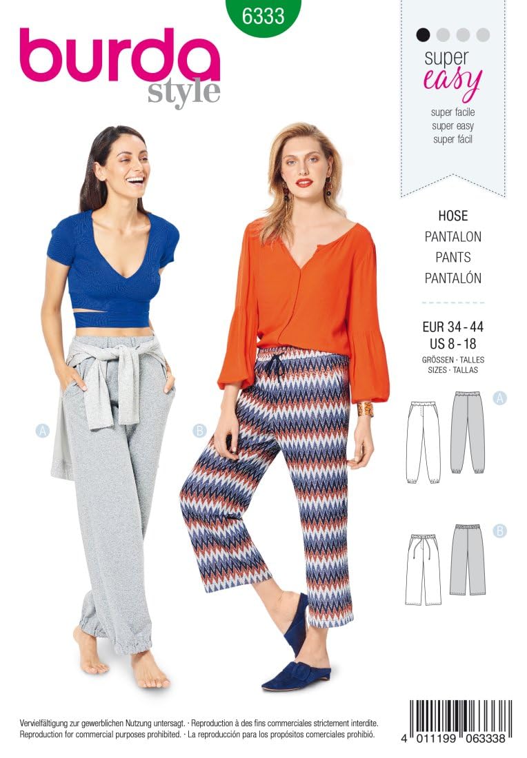 Burda Style Sewing Pattern B6333 Misses' Jogging Trousers