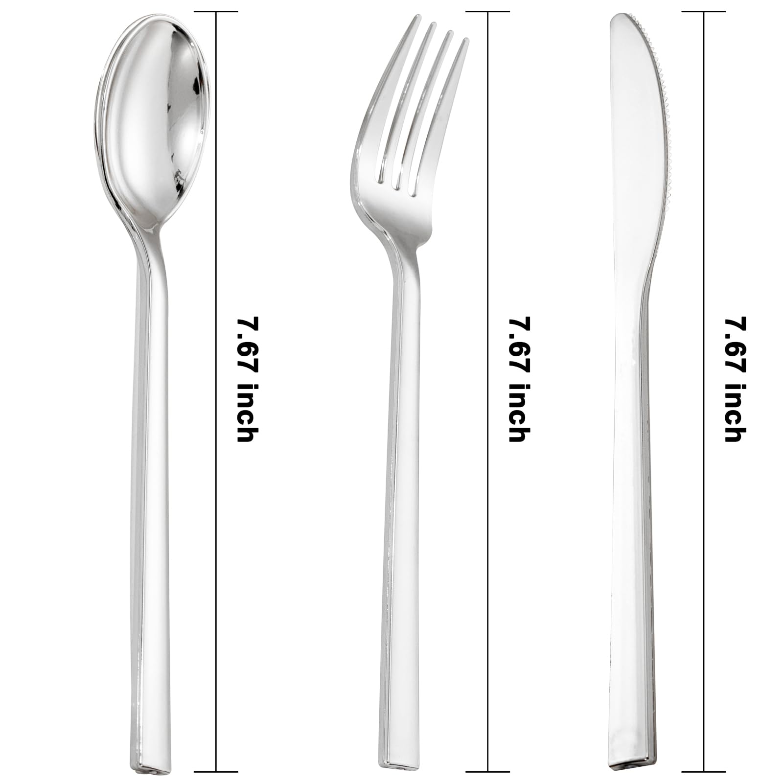 Snapklik.com : 150 Pcs Silver Plastic Silverware, Silver Disposable ...