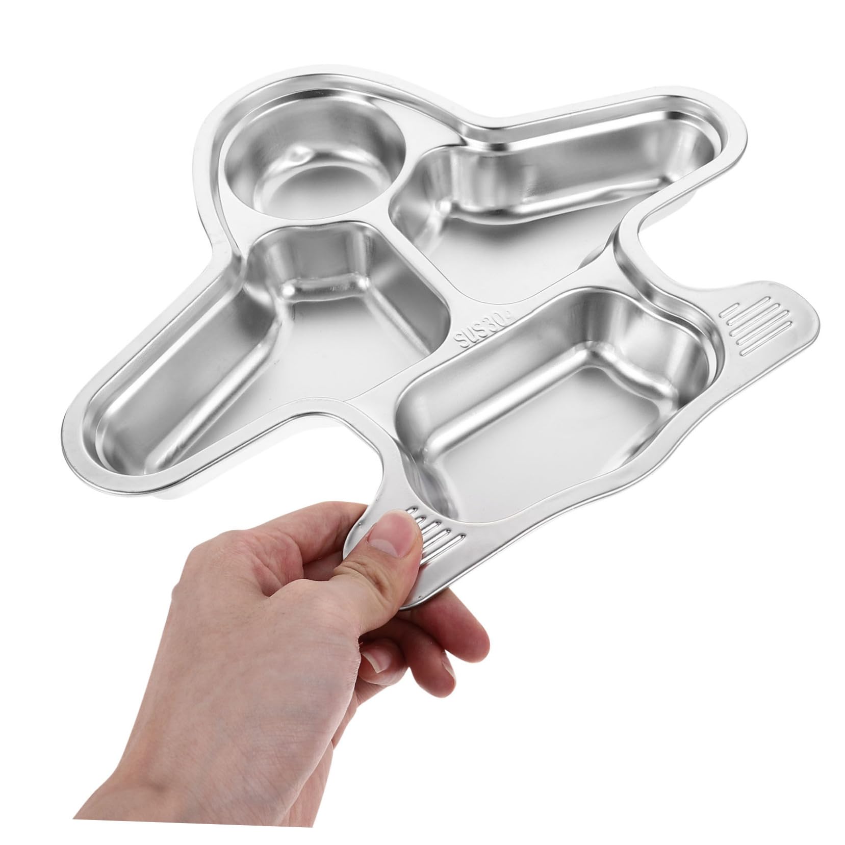 Hemobllo 1Pc Stainless Steel Cartoon Divided Food Tray for Fall Resistant and Easy to Clean Serving Plate for Outdoor Activities for Portion Control and Safe Mealtime