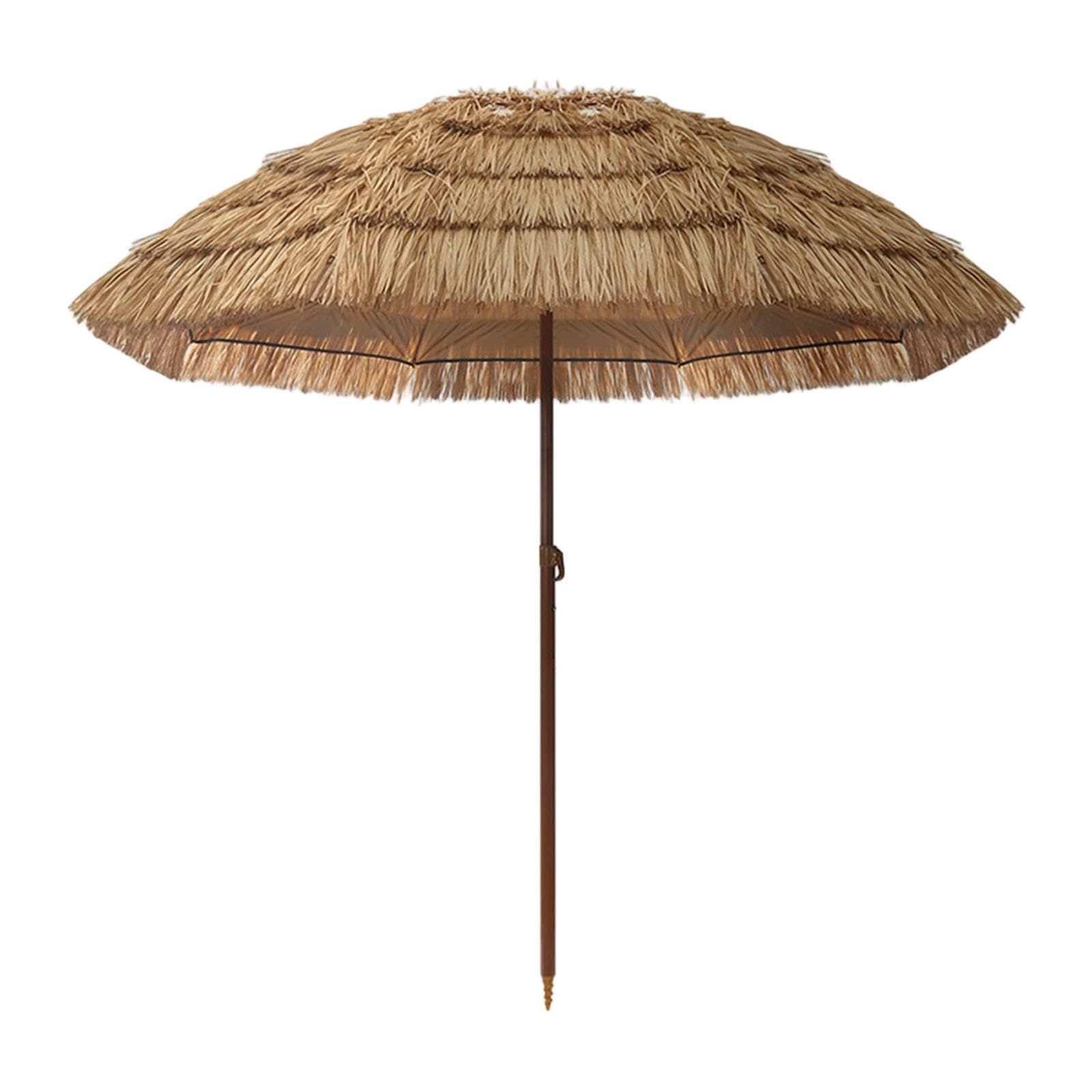F Fityle Beach Umbrella Balcony Umbrella Lightweight Shelter Multifunctional Stable Heavy Duty Brown Protection for Courtyard Outdoor, 1.6 M Adjustable