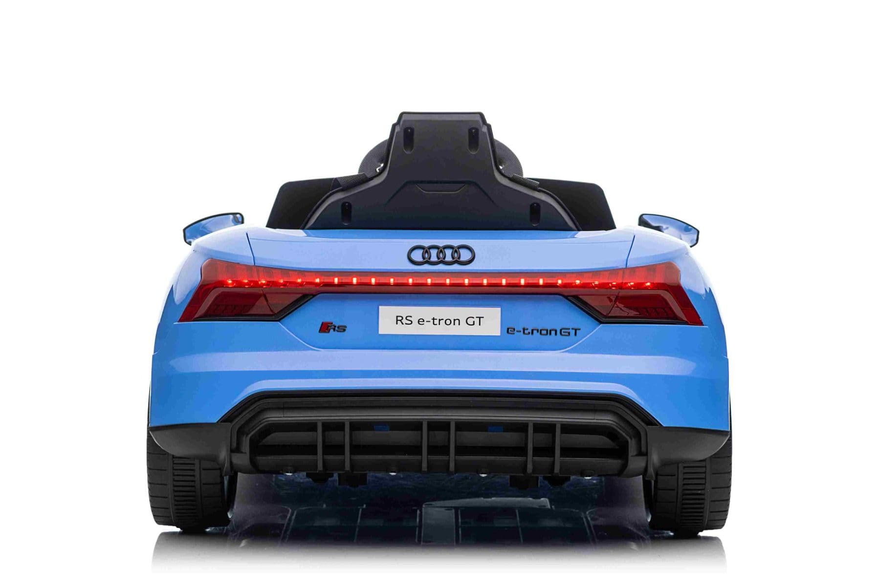Samochód elektryczny dla dzieci 12 V akumulator litowy Audi RS E-tron GT, niebieski, elektryczny samochód dziecięcy z pilotem zdalnego sterowania 2,4 GHz, USB/AUX/Bluetooth, diody LED