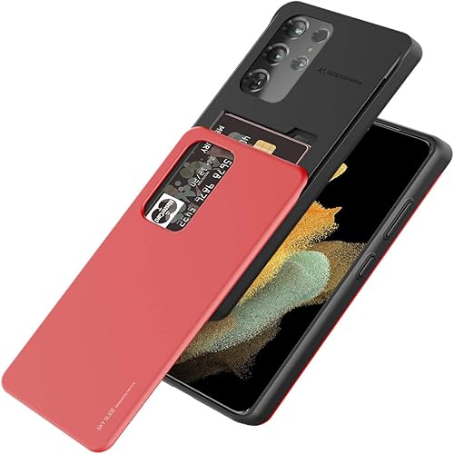 GOOSPERY Sky Slide - Funda para Galaxy S21 Ultra de 6.8 pulgadas (2021), funda con tarjetero de doble capa TPU + PC protector con función cartera