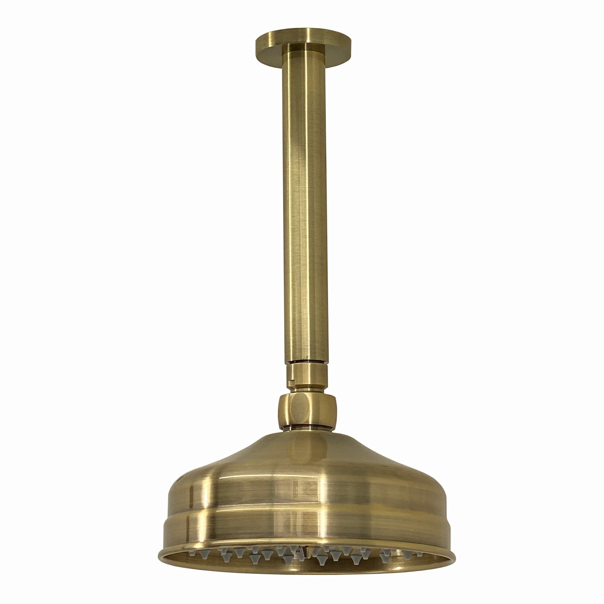 Enki Antique Brass Ra048, 150Mm Traditional Ceiling Mounted Fixed Small Shower Head Solid Brass, 180Mm Shower Arm, Round Rose, Mixer Rainfall Shower, Modern Design Easy Clean & Easy To Install