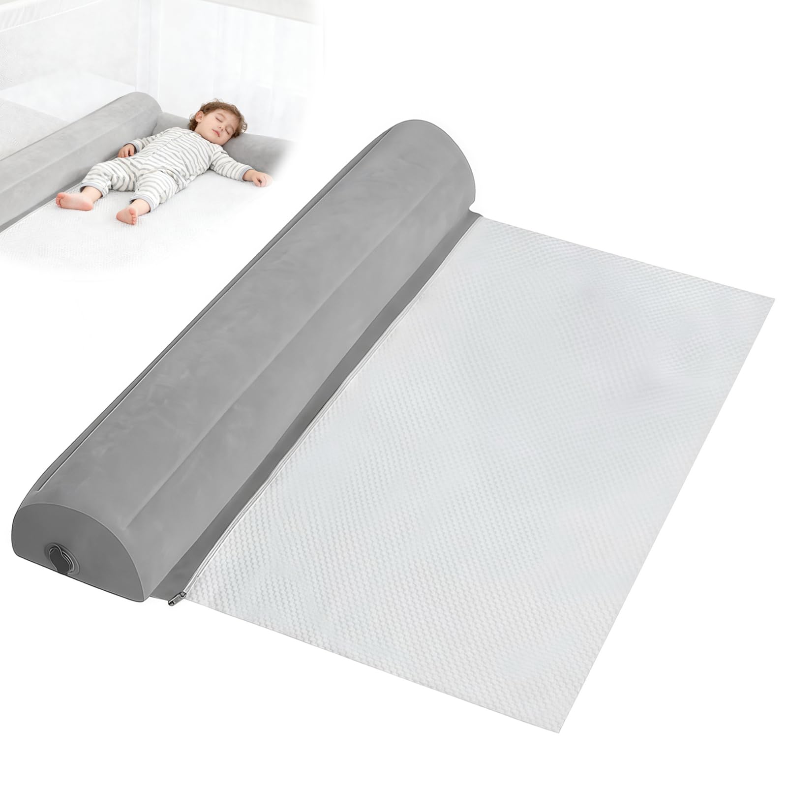 Tmefoy rausfallschutz Bett Reise, Aufblasbares Rausfallschutz Bettgitter für Kleinkinder, Tragbar Faltbar bettgitter, rutschfest mit Sicherheitspolster, Geeignet für Kinderbetten