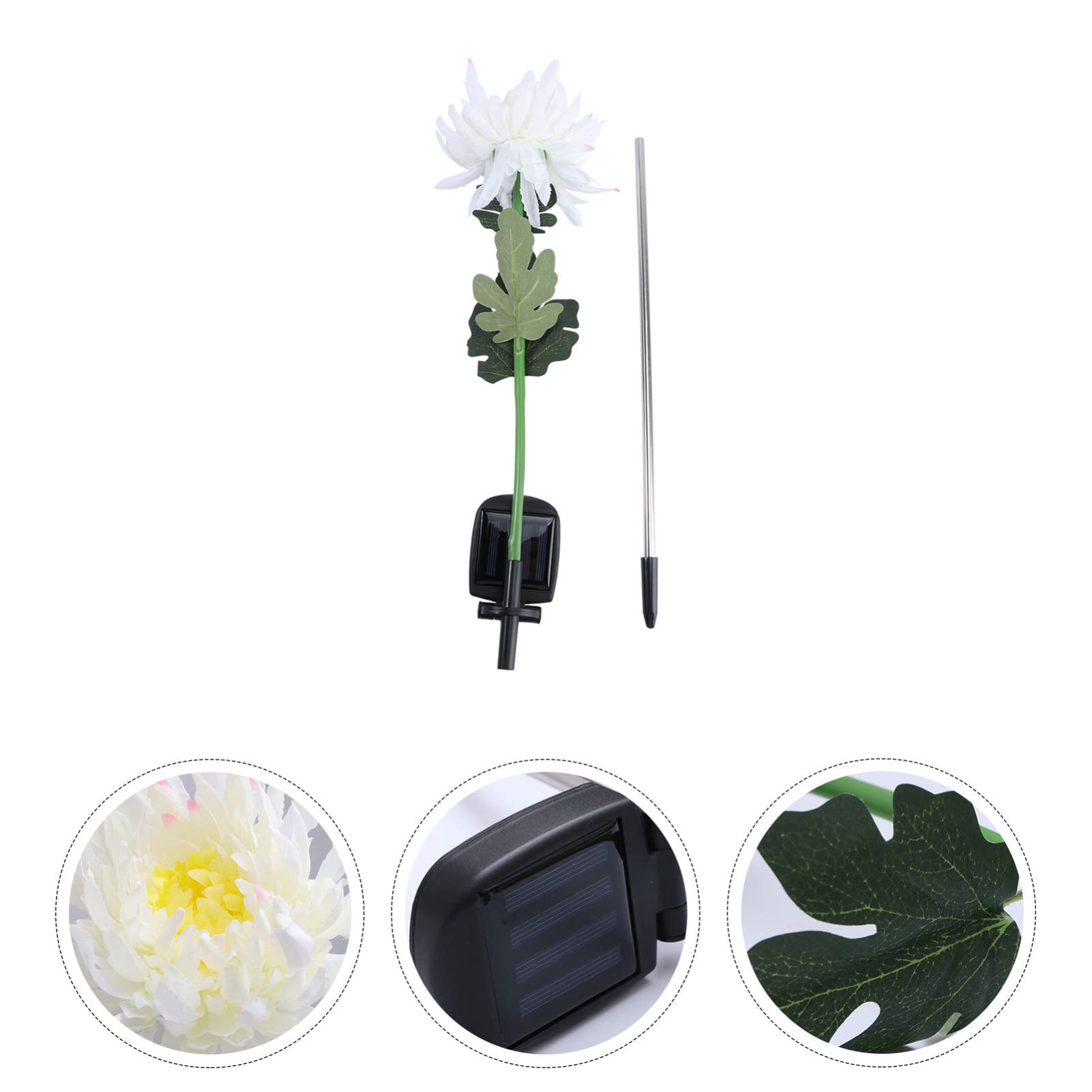 6 sztuk światła światło solarne paliki kwiaty lampa LED chodnik do stalowego podwórka chryzantema ogród zasilany ze stali nierdzewnej figurka krajobrazu kwiat patio/2269 | Whitex3 szt., 80 x 12 x 12 cm x 3 szt