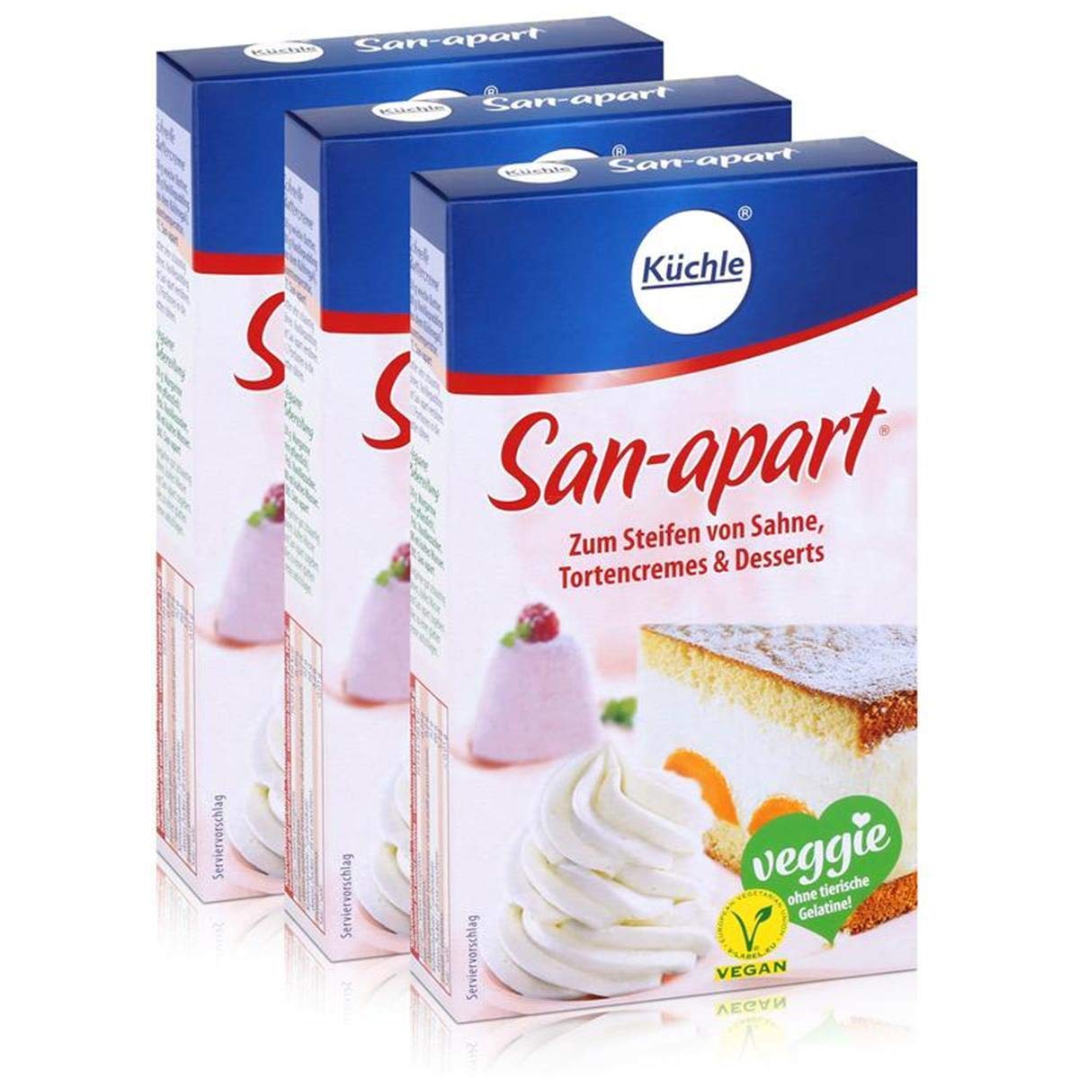 Küchle W.u.H. GmbH & Co. KG San-apart Stabilisator für Sahne, Cremes & Desserts, vegan, 125 g, 3er Pack