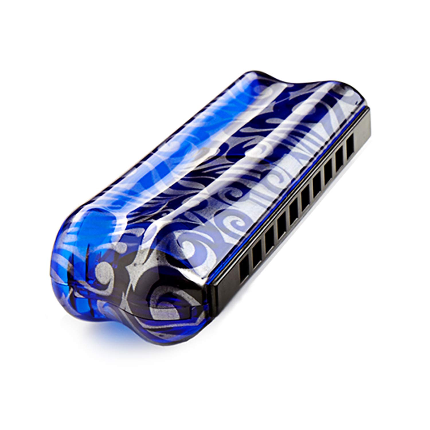 TurboTwenty - Custom Special 20 Harmonica with Designer TurboLid in Variety of Keys and Designs (Key of B flat, Pyschedelic)