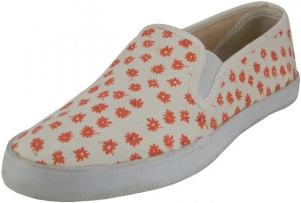 Women's Casual Slip ON Canvas Shoes Black/Coral/White - Sizes 5-11 (7, Coral Print)