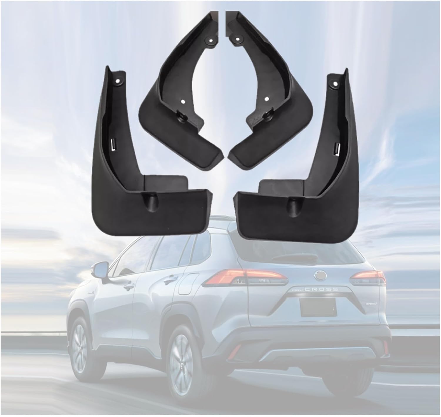 Mud Flap Set Compatible with Toyota Corolla Cross 2022 2023 2024 Mud Splash Guard Accessories Front & Rear 4pc Mudguard Mudflaps Fender Kit Plastic