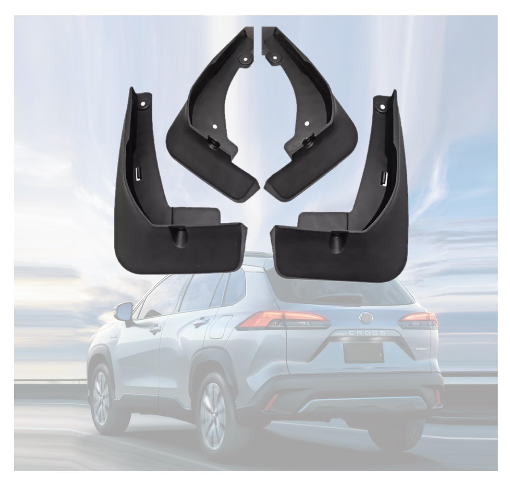 Mud Flap Compatible with Toyota Corolla Cross 2022 2023 2024 Mud Splash Guard Accessories Front & Rear 4pc Set Mudguard Mudflaps Fender Kit Plastic