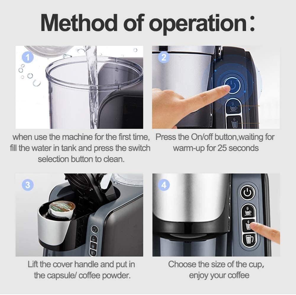 Cafetera, K-Cup Cápsula Máquina de café 3Bar Cafetera automática Taza Grande Té de Leche automático Máquina de Bebidas Calientes Máquina Comercial Todo en uno (Color : Red)