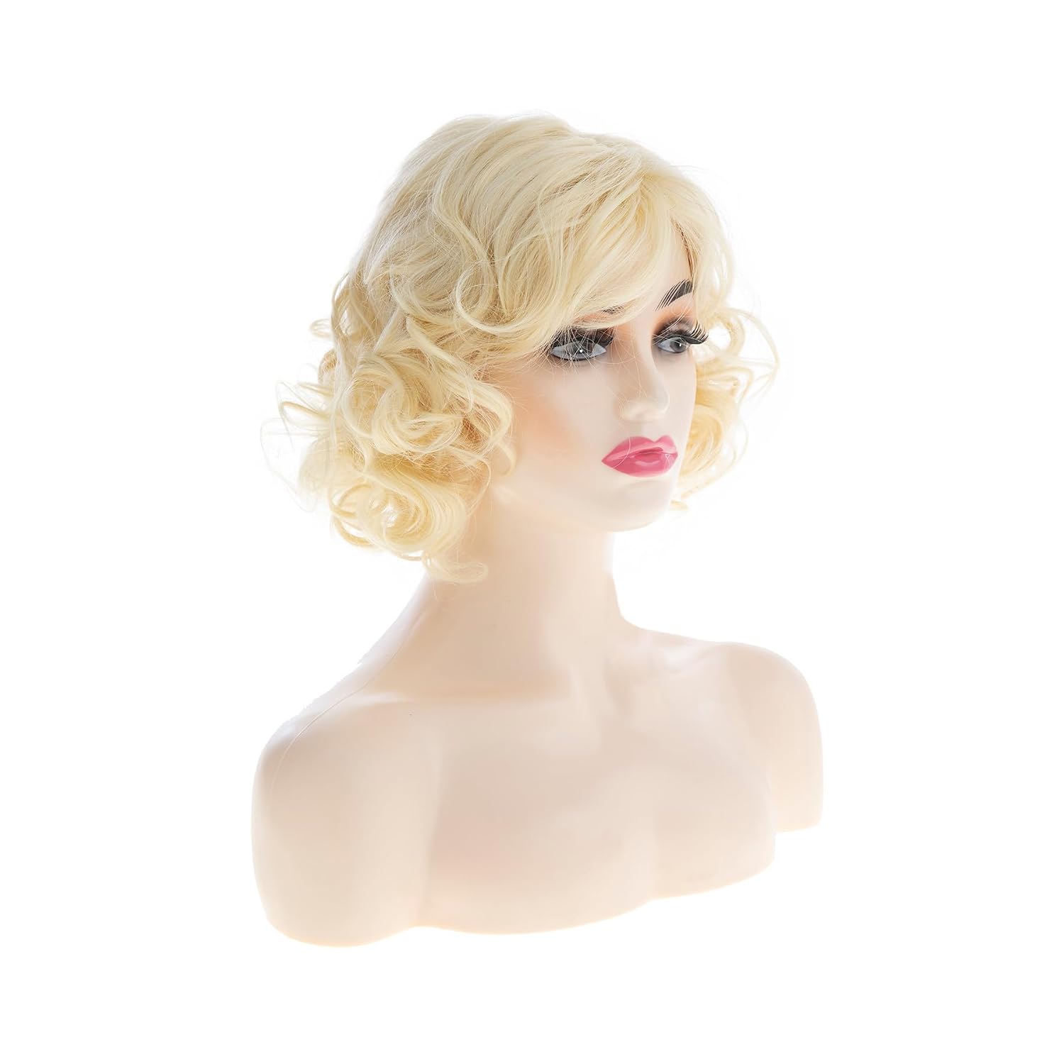 Sallcks Short Blonde Curly Wig for Women Cosplay Party Costume Wig Synthetic Fiber Christmas Halloween Wigs