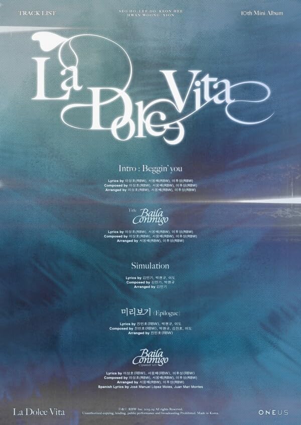 Miniatura 7 de ONEUS La Dolce Vita 10 Mini Álbum Contenido+Tarjeta Fotográfica+Adhesivo+Seguimiento Sellado (Conjunto Estándar (L+D))