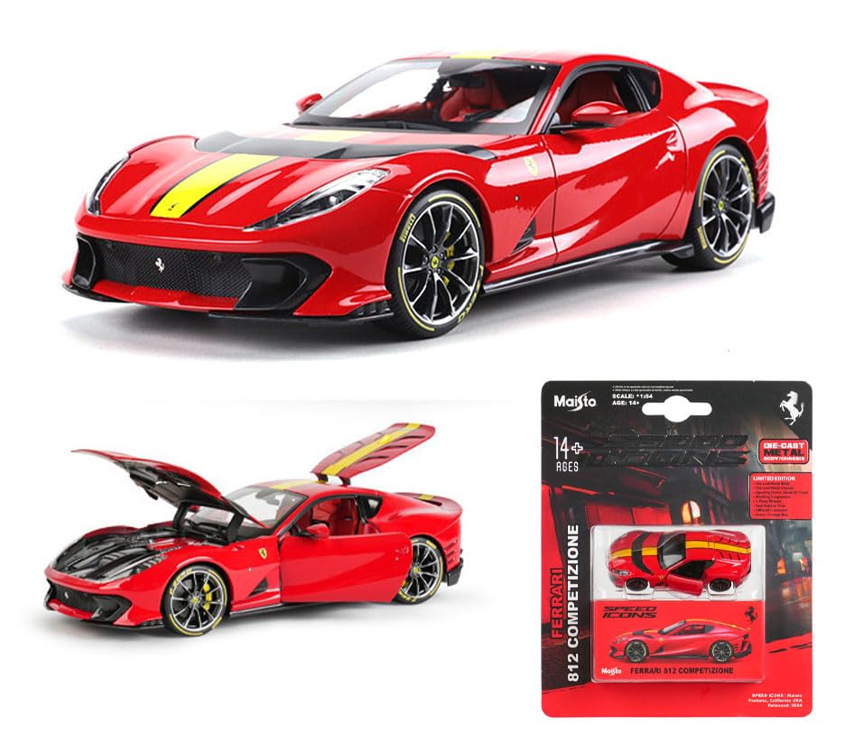 Reviews de Lamborghini Inferno para comprar hoy. 42 Modelo de coche de metal fundido a escala 1:64 para la colección de modelos de carreras de la serie Maisto Ferrari Lamborghini Porsche (812 COMPETIZIONE Rojo)