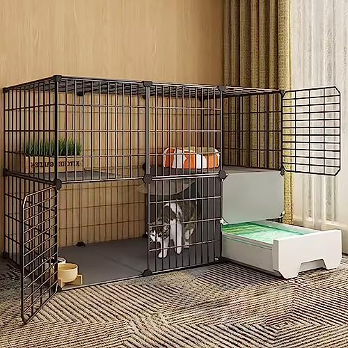 大型猫ケージ 折りたたみ式金属製猫ケージ ペットケージ 屋内猫ケージ トイレ付き 猫ハンモック 猫ベッド 猫はしご 猫砂 子猫 子犬 フェレット チンチラ ラビに最適