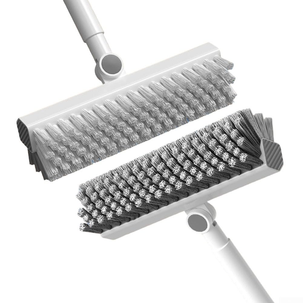 EcoLivzen Rotating V Shaped Grout Brush with Double Sided Stiff Bristles and Long Handle for Bathroom Kitchen Floor Cleaning (blue)