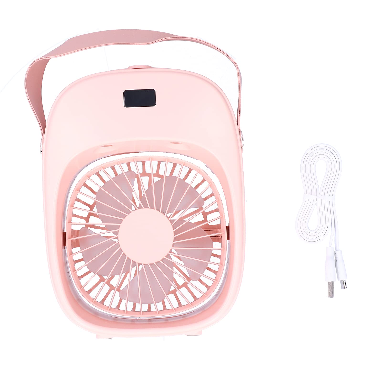 YWBL-WH Ventilatore Nebulizzatore Spray, Batteria 3600mAh, Serbatoio (PINK) | Costruzione in ABS, Leggero 704g, Funzionamento Silenzioso, Luce Calda, Display Digitale, Spegnimento Automatico per Acqua
