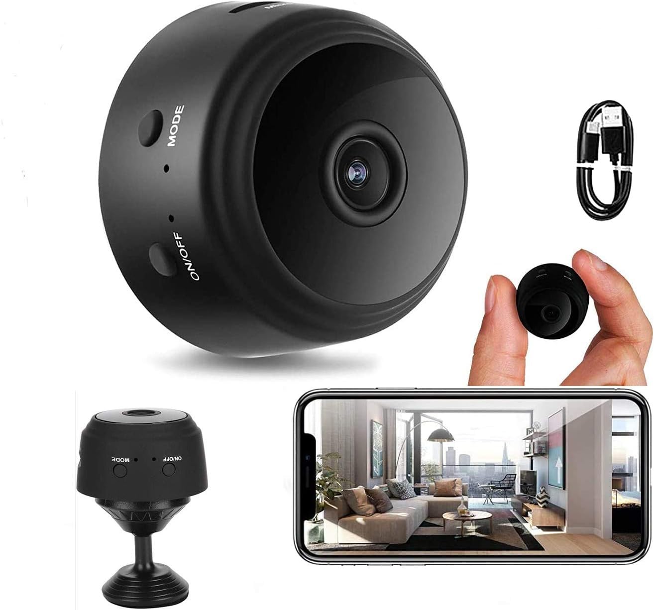 Hidden Wireless Cameras-1080P HD Indoor Camera-Two Audio Way WiFi Wireless Camera-Night Vision Micro Small Monitor Video Camera with Motion Detection App Control-image-46