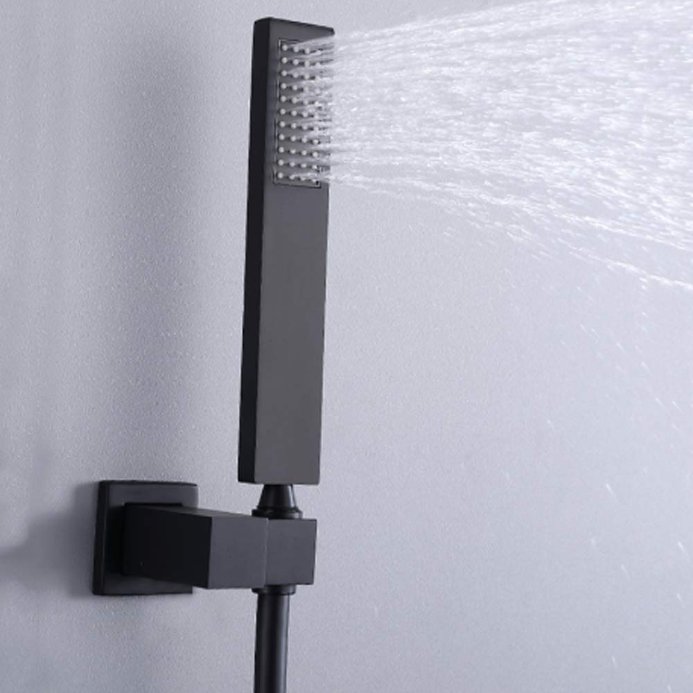 Zestaw prysznicowy termostatyczny Rain Black Rain Mixer Combo do montażu na ścianie, z 10-calową głowicą prysznicową, prysznicem ręcznym, baterią wannową.,