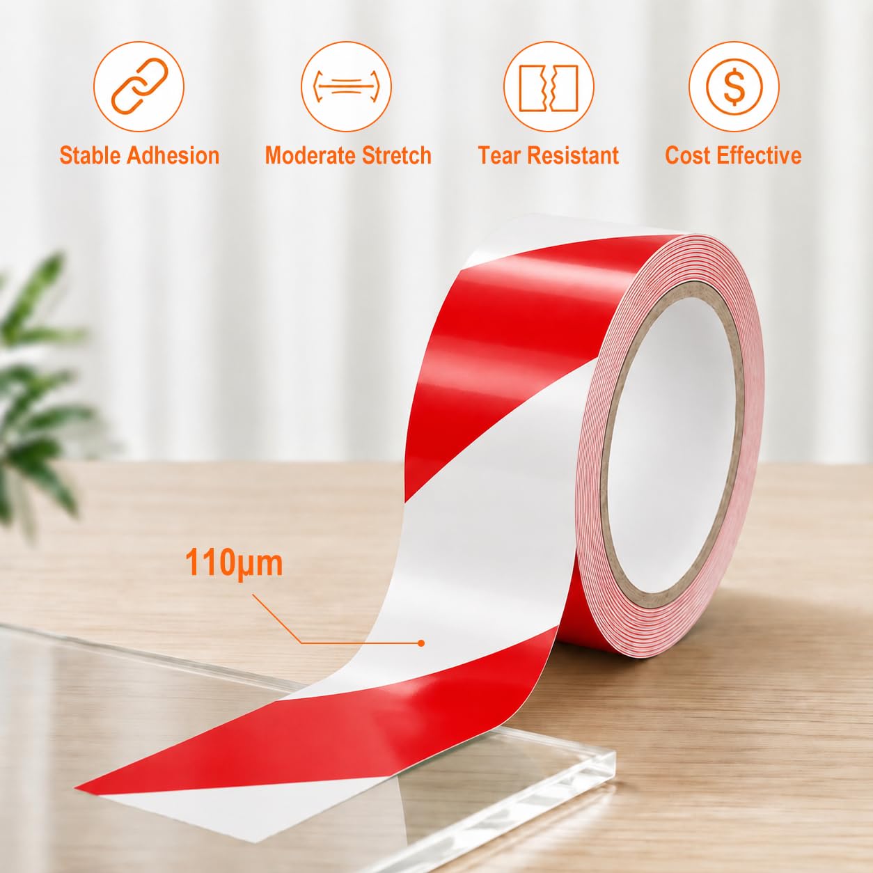Ruban Signalisation Rouge Blanc PVC 50 mm x 33 m, Lot de 18 | Ruban rouge blanc pour signalisation d'interdiction et zones fermées. Parfait pour travaux et accès restreints