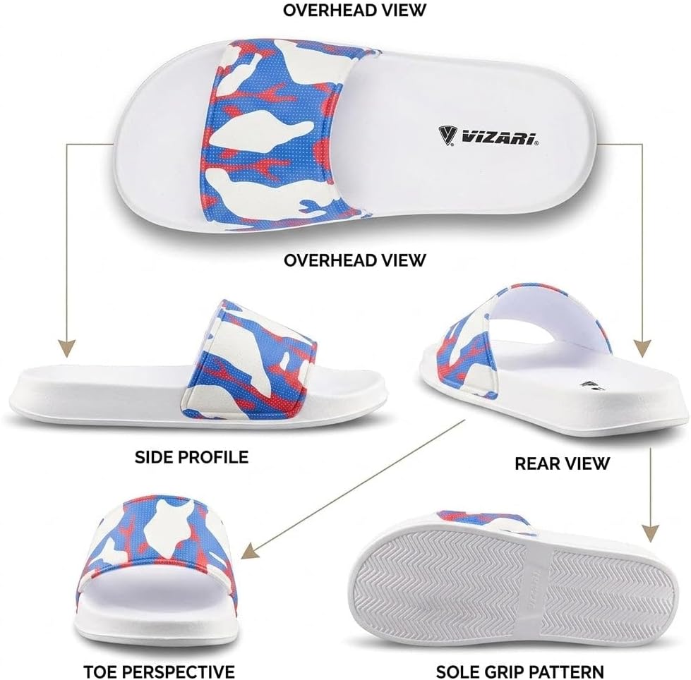 Vizari Kids 'Camo SS' Soccer Slide Sandals For Boys and Girls (White, Little Kid 3)
