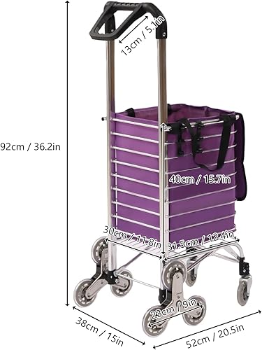 Miniatura 9 de Carrito de compras plegable, gran capacidad, aluminio y acero inoxidable para comestibles, lavandería, garaje