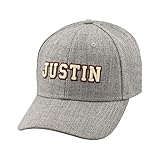 Grey and Red Snapback Cap with Justin Logo