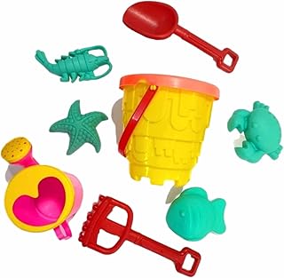 جردل للشاطئ بلاستيك مع رشاش مياه وأدوات رمل، مجموعة ألعاب بأشكال وموديلات متنوعة (متعددة الألوان)