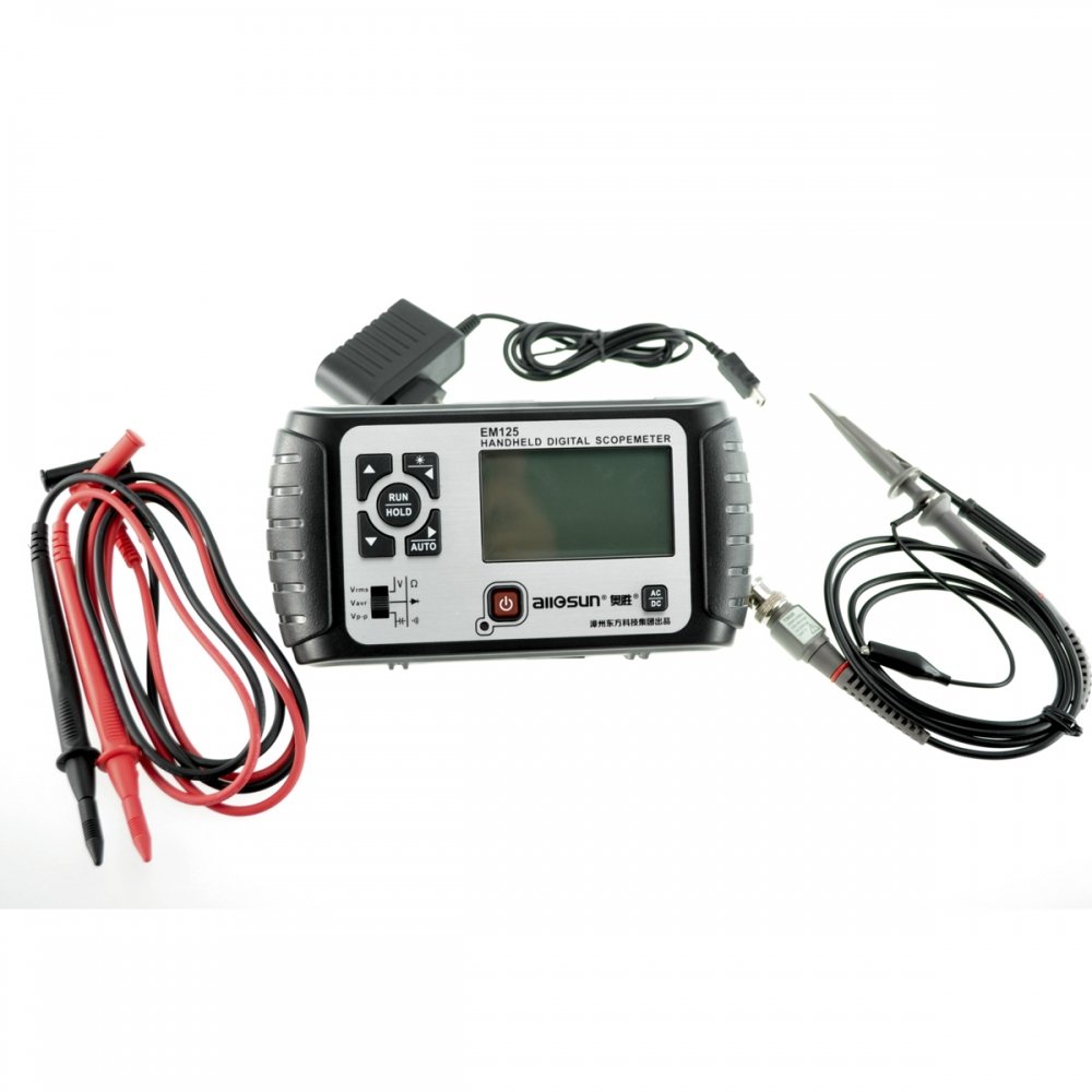 Osciloscopio Digital Modelo EM125 25MHz con Multimetro Integrado 100MSa/s Pantalla LCD Bateria Recargable