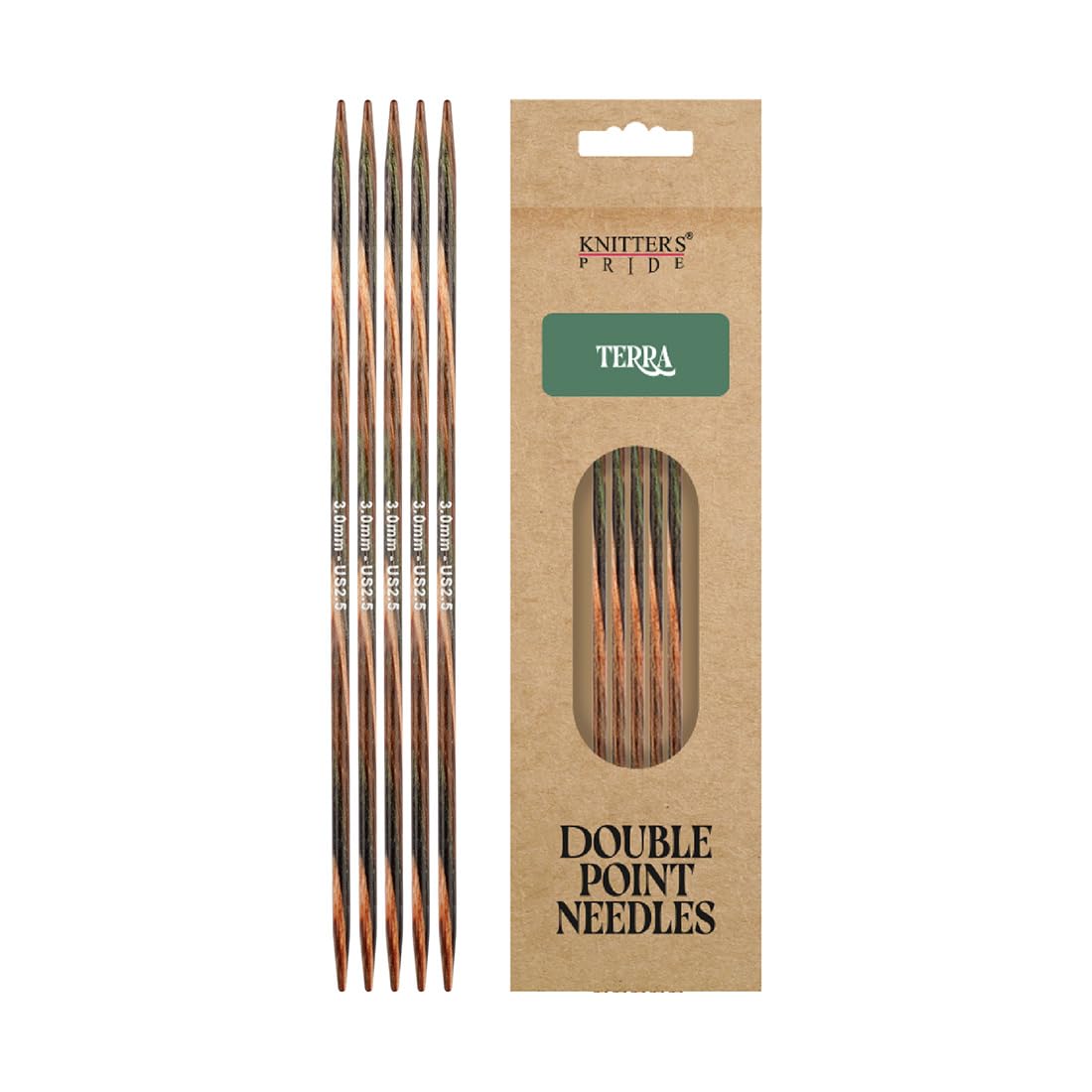 Knitter's Pride Green/Brown Terra Double-Pointed Needle 15 Cm 3.0 Mm – Single Needle