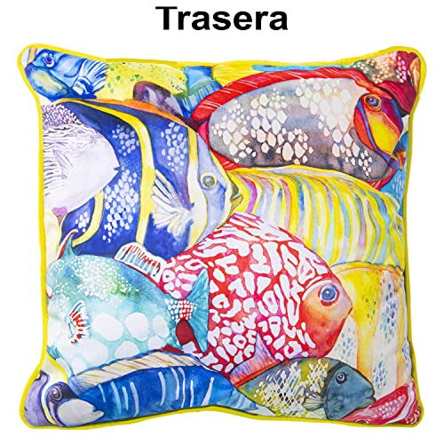 Coussin poissons en velours 45x45 cm double face DRW avec zip - 3