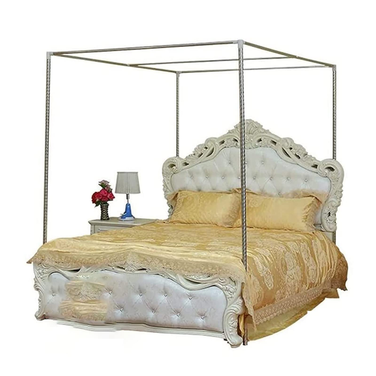 Mosquito Net Frame Four Corners, Metal Four-poster Bed Frame Canopy, Simple 4 Corners Post Curtain, Suitable For Single/Double/King/Super King Size Bed, Mosquito Net Mount (Color : 24mm, Siz