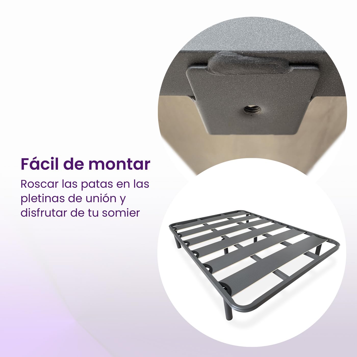 mattfy - Somier de Láminas Anchas Reforzado Anti - Ruido Estructura 40x30 mm con Juego de Patas Roscadas, Gran Estabilidad y Robustez, 90x190