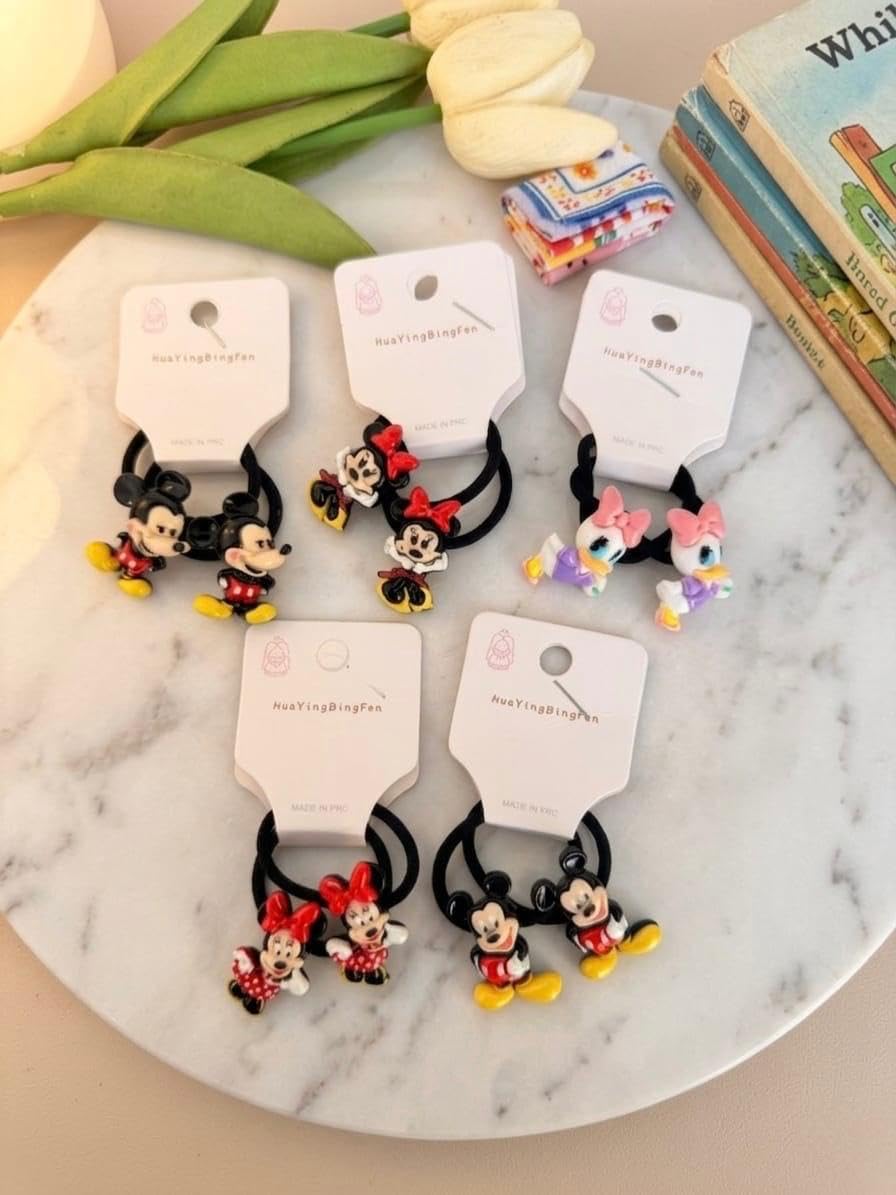 Kuromi Cotton Hairties for Baby Girls Ponytail holders Cotton Rubberband for babies small hairties hairbands for toddlers Gift for Kids Hair accessories for Kids (Pack of 10) Cute Cartoon Hairties (Design 3)-image-21