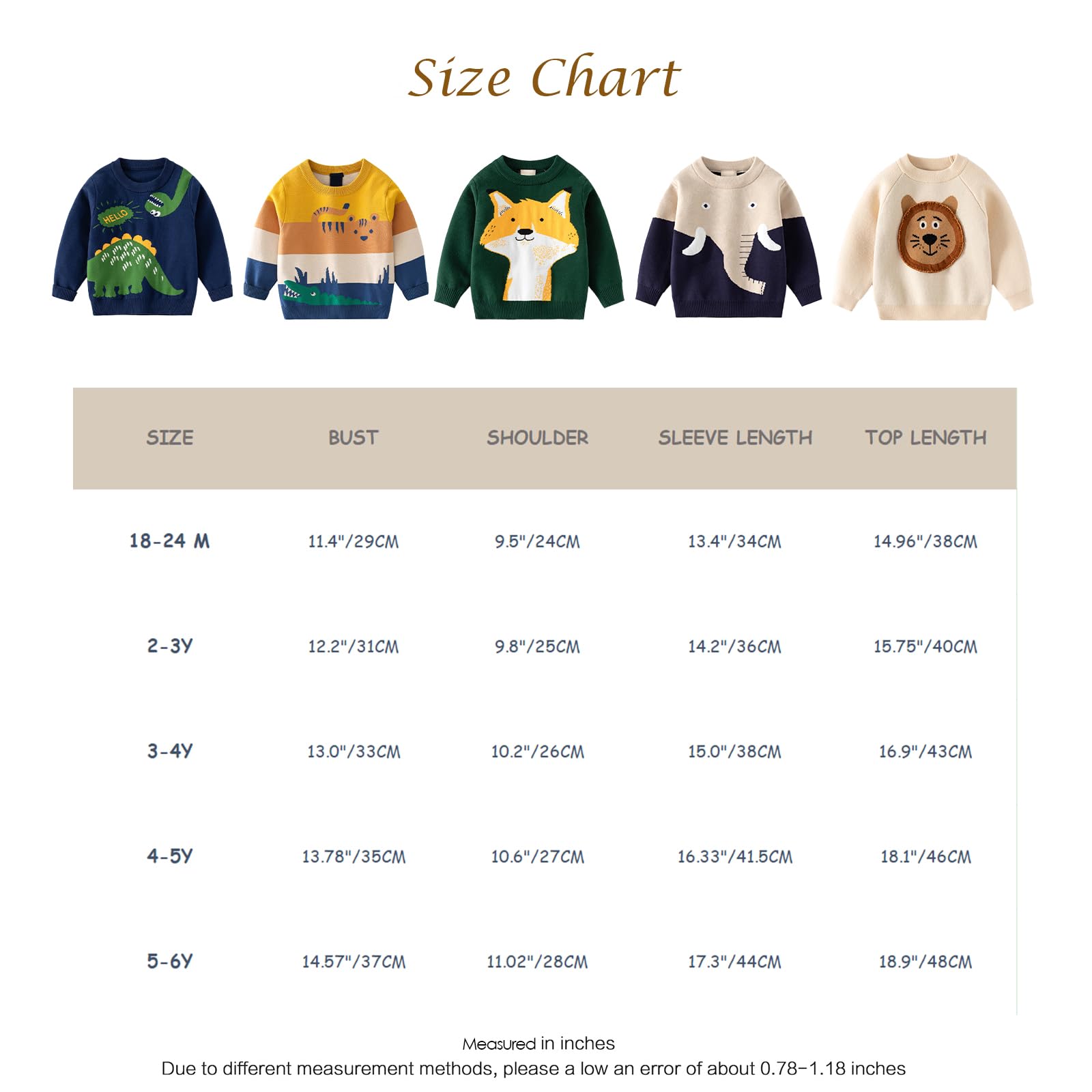 Suéter de Punto para Niño Pequeño Lindo Jersey de Cuello Redondo Blusa de Manga Larga con Estampado Animal Sudadera Cálida para Niños