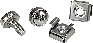 StarTech.com Rack Screws – 20 Pack – Installation Tool – 12 mm M5 Screws – M5 Nuts – Cabinet Mounting Screws and Cage Nuts (CABSCRWM520), silver cage nuts