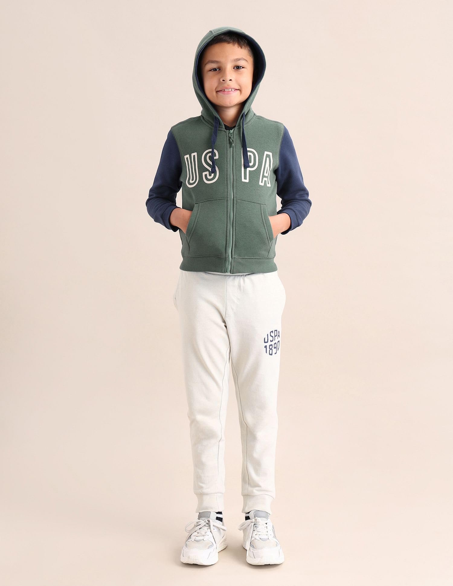 U.S. Polo Assn. Kids Regular fit Cotton Hooded Sweatshirts (UKSWSON0167_Green_11-12Y) 2