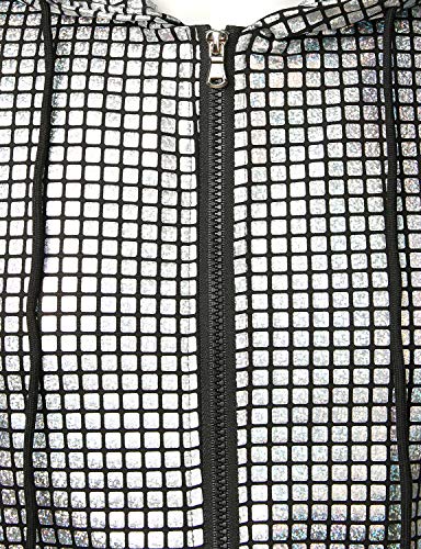 ZEROYAA Mens Shiny Metallic Zip Up Sleeveless Hooded Vest T Shirt with Kangaroo Pocket4