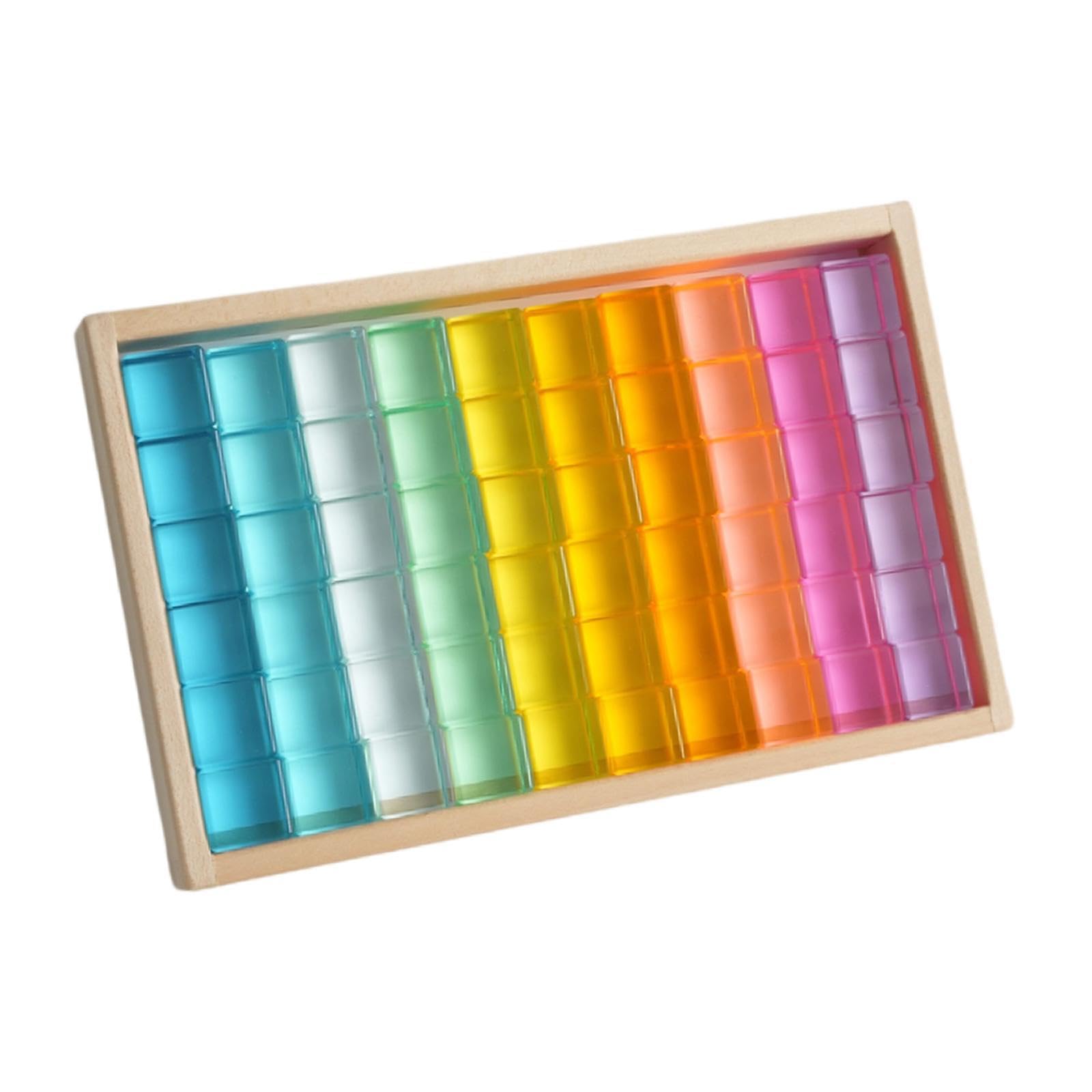 Set di Gioco di Impilamento di Cubi Colorati - Giocattolo Educativo per Bambini, Come immagine, 60 pezzi