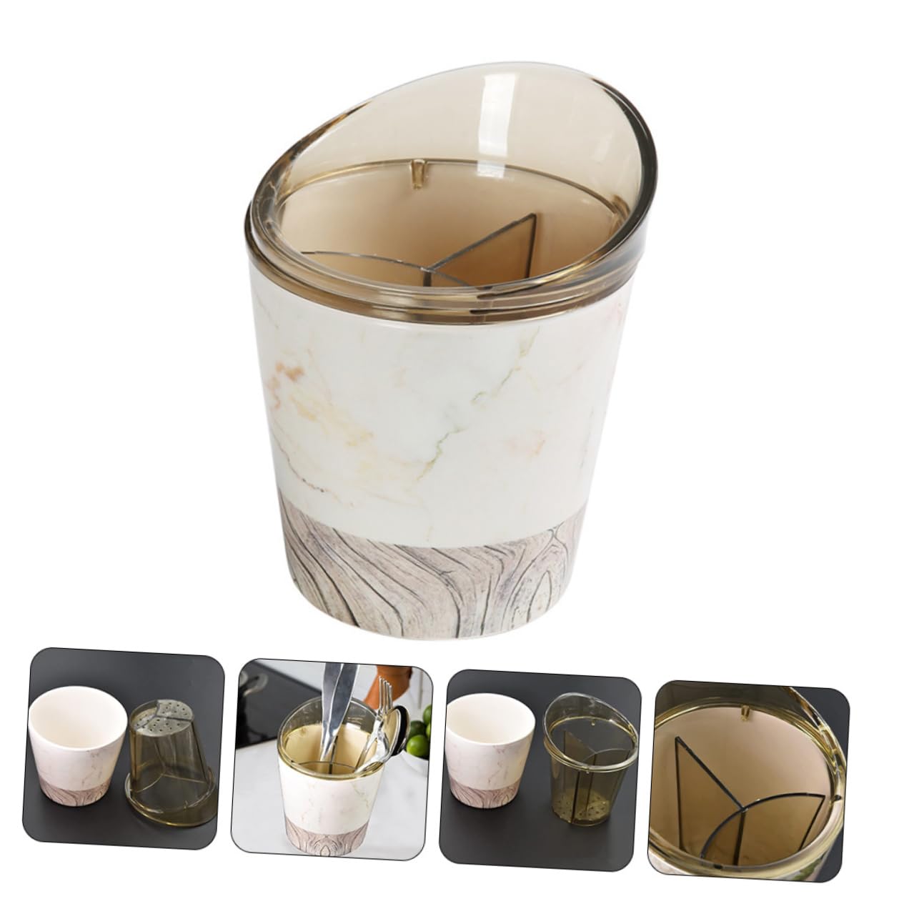 HOLIDYOYO Elegant Kitchen Tool Crock Silverware Organizer Multi-grid Tableware Basket Plastic Chopstick Holder