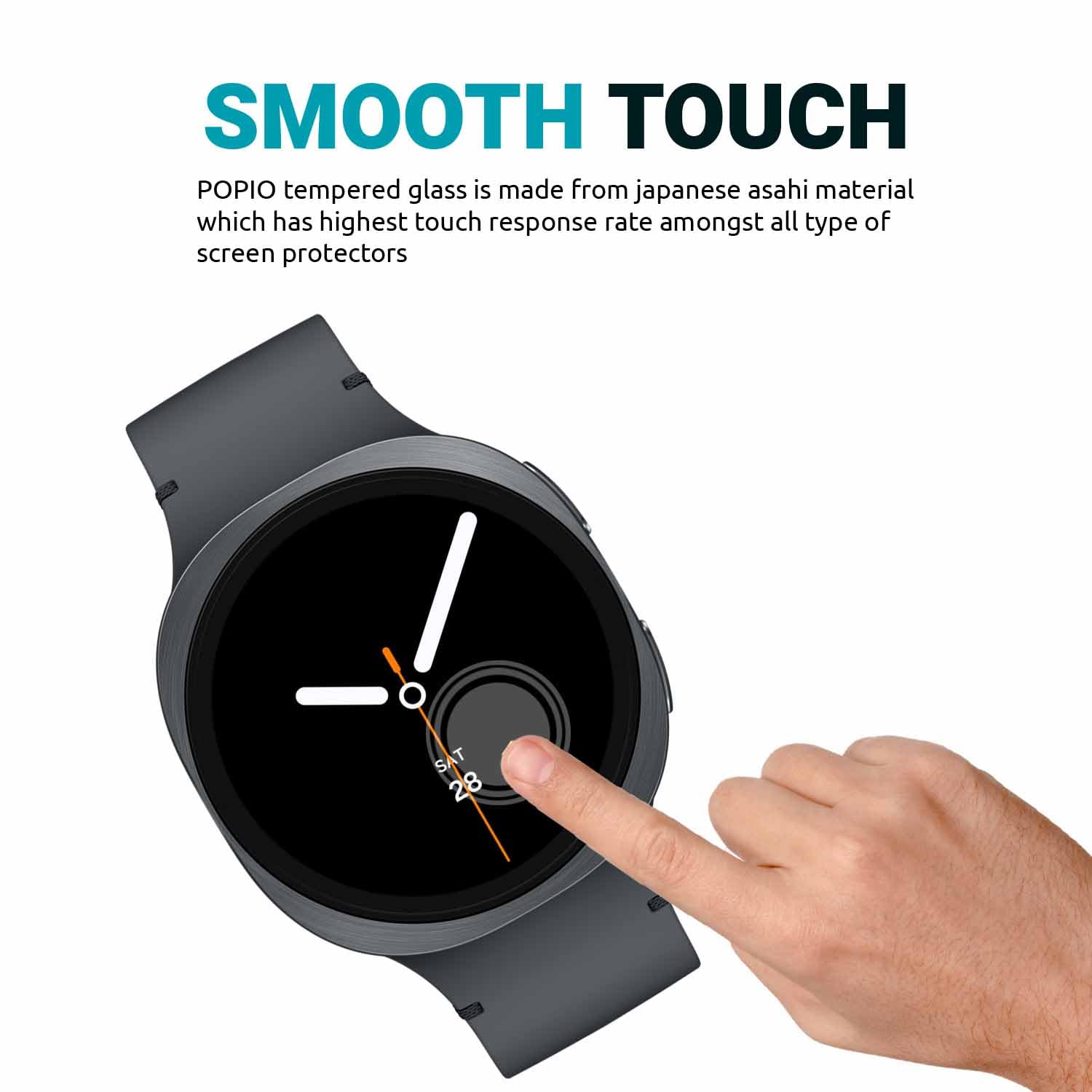 POPIO Military-Grade Gorilla Tempered Glass for Samsung Galaxy Watch 8 / Watch 9 (44mm) (1.4" inch), Pack of 2 — Amazon image 4