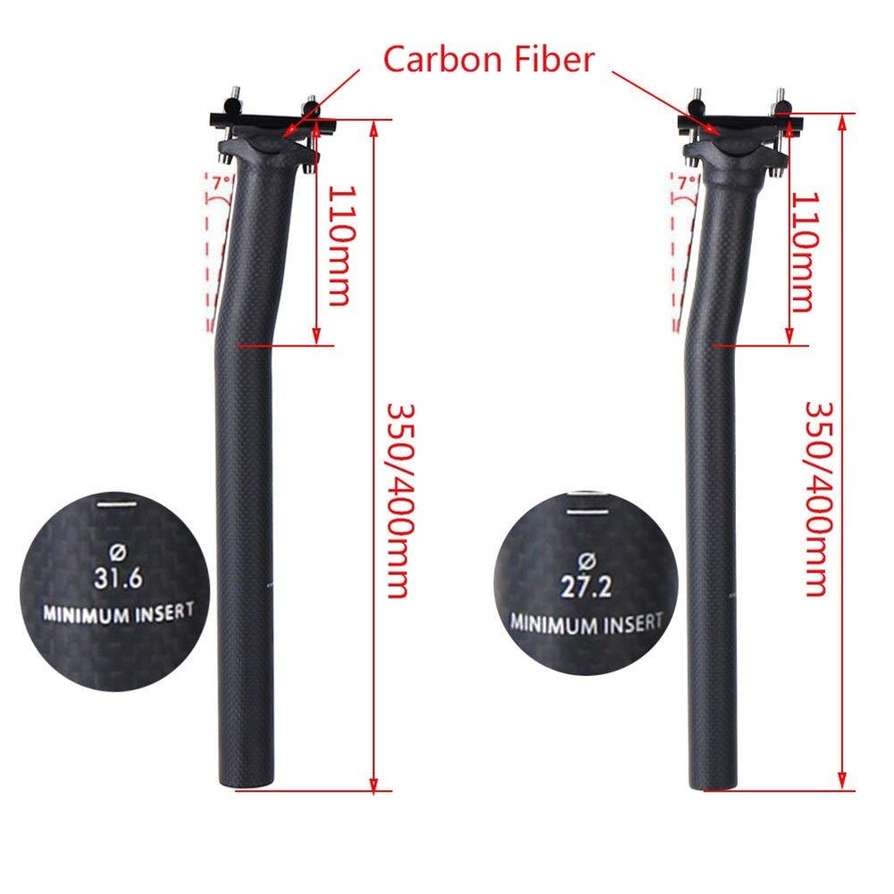 Fahrrad Sattelstange Carbon-Sattelstütze Offset 20mm Fahrradsattelstütze Straße Mountainbike Sattelstütze Sitzrohr 27.2 / 31.6 * 350/400 Mm 125g