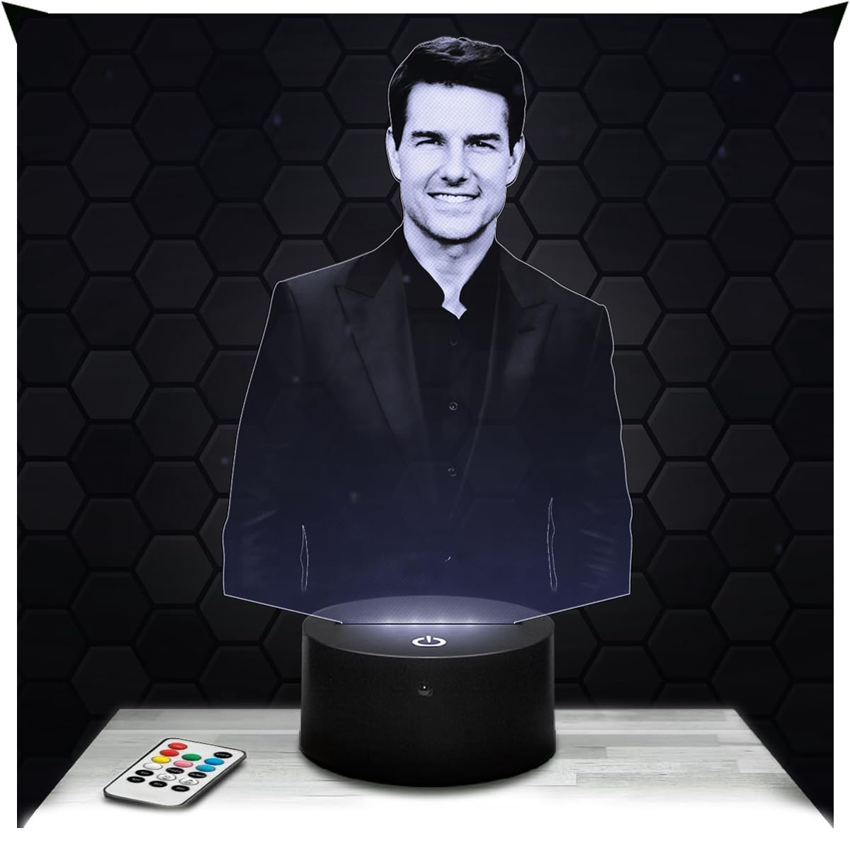 Lampephoto.fr - 3D Lamp Tom Cruise Actor Producer Cinema, Touch LED Night Light, 3D Hologram Effect, Christmas Birthday Gift Idea for Men Women, Bedroom Decoration Object