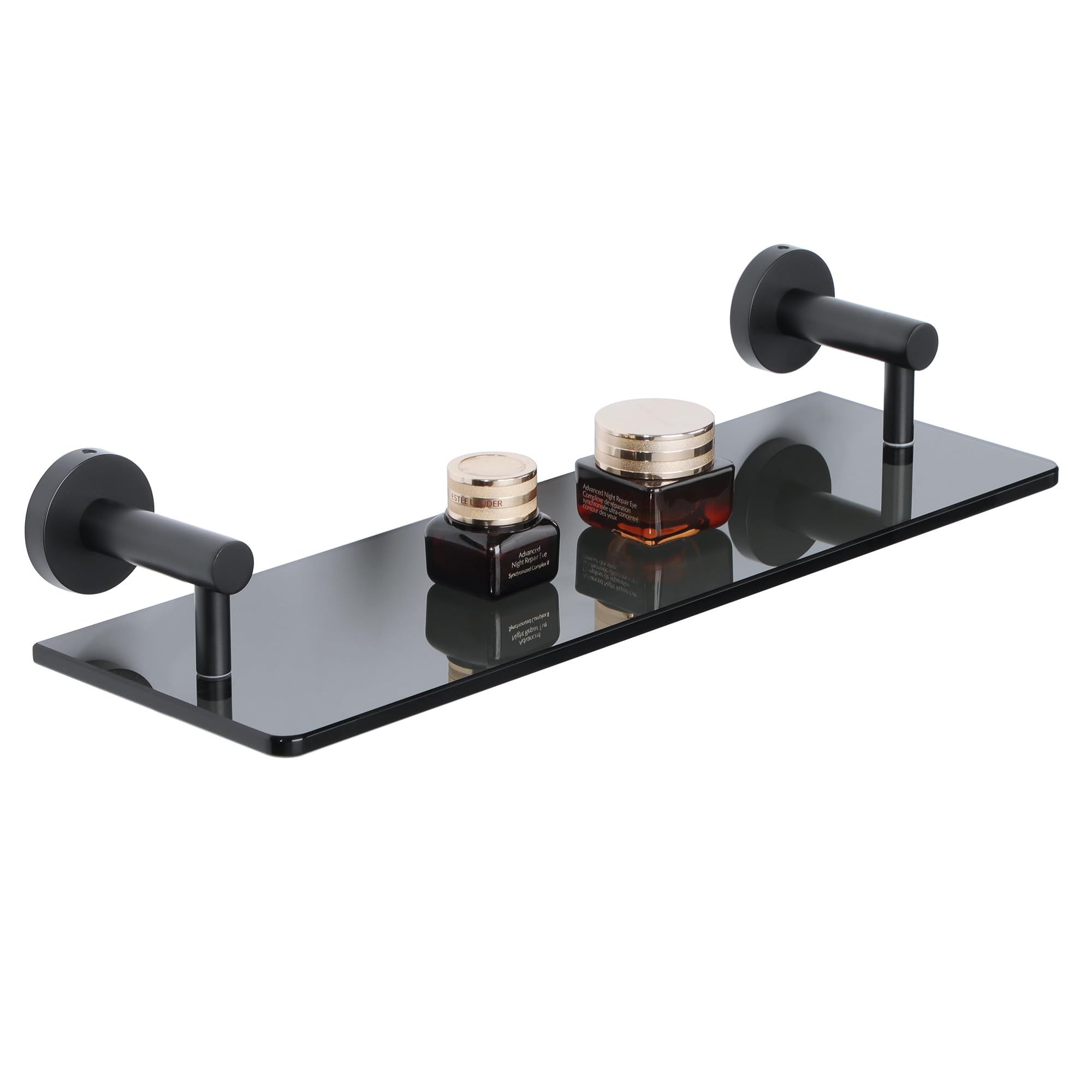 Alise Bathroom Shelves Glass Shelf Wall Mount Floating Shelves for Bathroom,SUS304 Stainless Steel Tempered Glass Rack Holder Storage Organizer,Black Finish GDL400X130-B