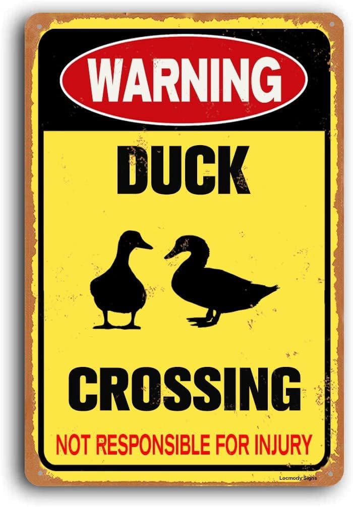 (2-Pack) Warning Metal Tin Sign, 8x12 Inch, Duck Crossing Sign, Fade Resistant