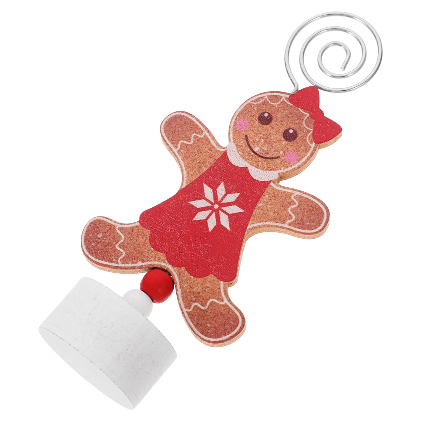 Housoutil Christmas Gingerbread Man Memo Holder Stand Versatile Photo Clip for Holiday Events Desk Organization and Table Decorations Sturdy Base with Spiral Clip