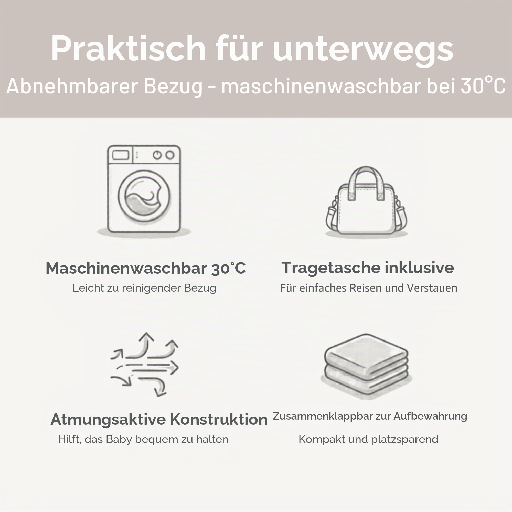 Baby Elegance Reisebettmatratze 70x100x3 cm Faltbares Design aus Ökofaser Bezug Tragetasche atmungsaktive Konstruktion Stützkern
