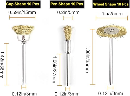 Miniatura 2 de Cepillo de alambre para taladro, 30 piezas de rueda de alambre de latón para taladro, cepillo de alambre Dremel Bits Dremel, accesorios Dremel,