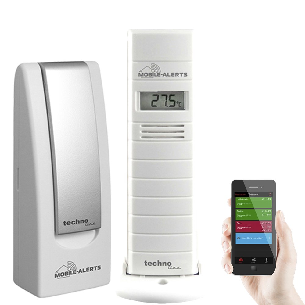 Technoline Temperaturüberwachung, Luftfeuchteüberwachung von Terrarium/Gewächshaus, MA 10200 + Gateway, Set, Mobile Alerts, weiß, 3.8 x 2.1 x 12.8 cm