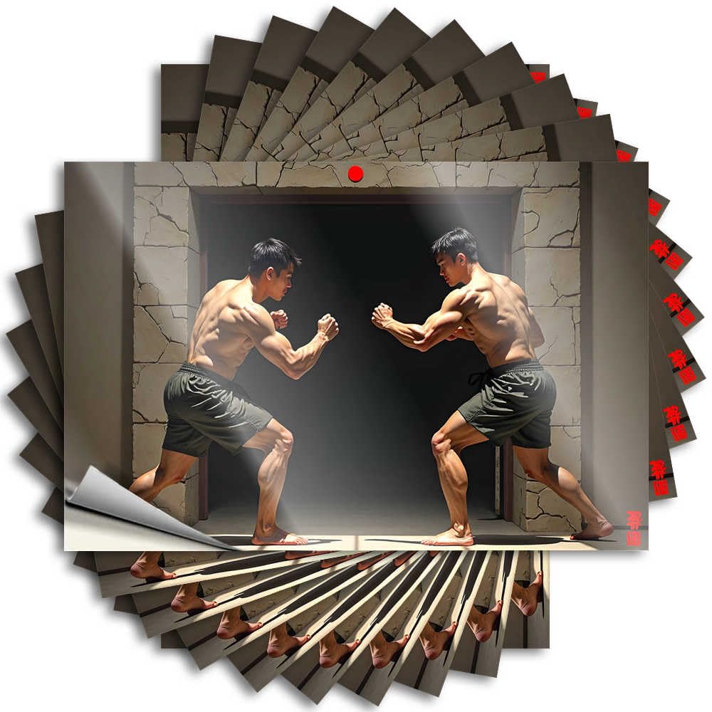 Spring Quote - Tall Sports Garage Two Muscular Men in Martial Arts Stance(6X9CM)